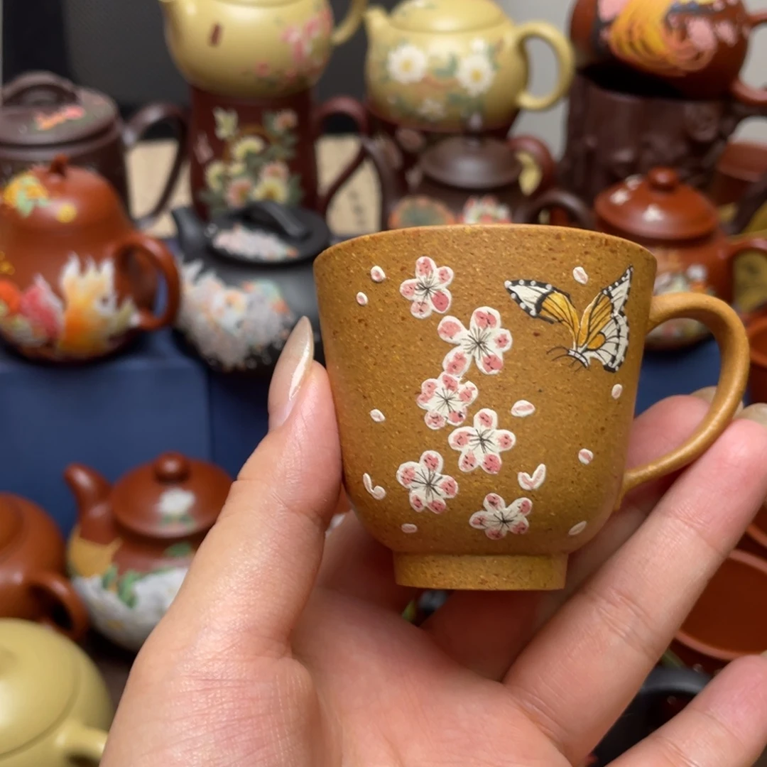 紫泥茶杯紫砂主人杯70cc