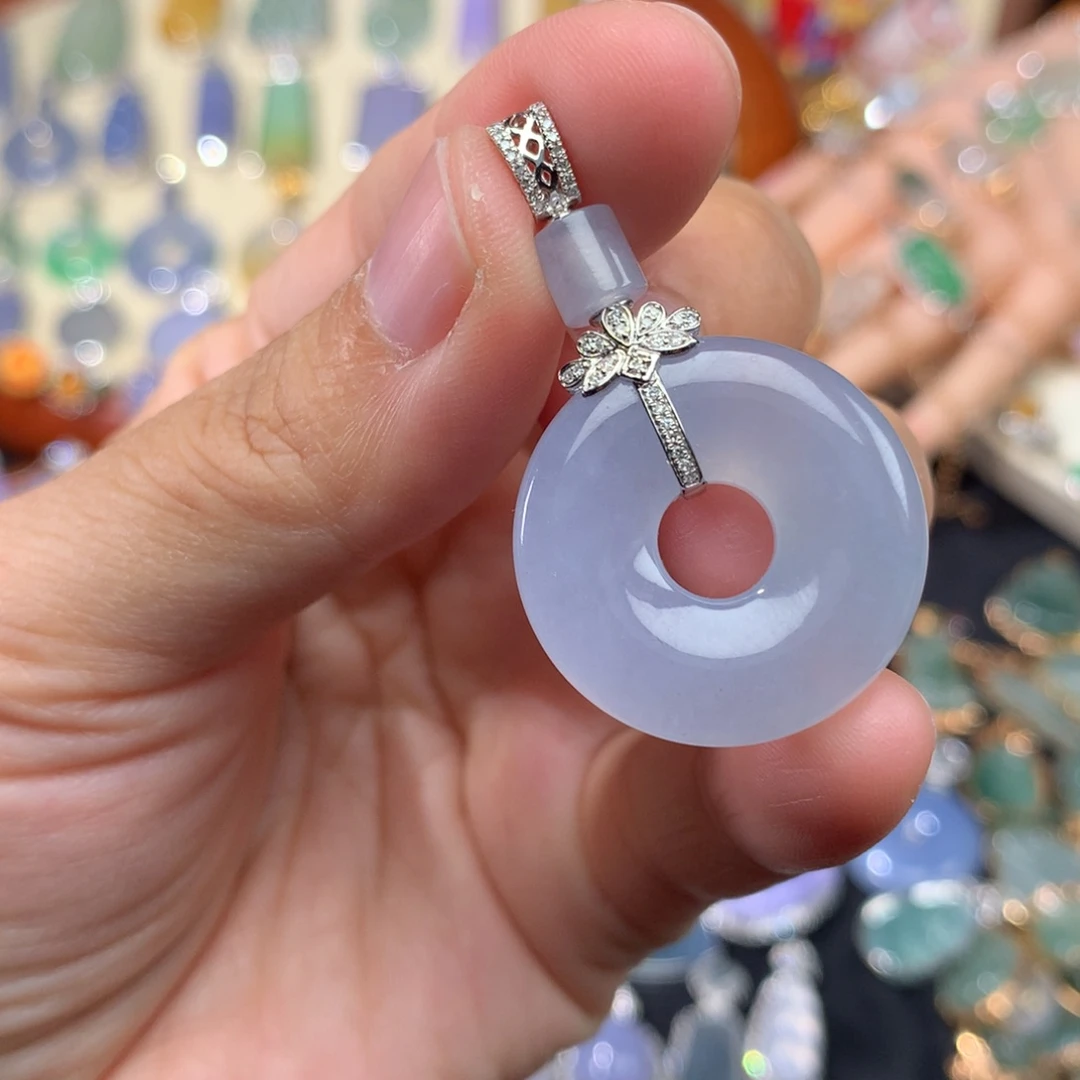 吊坠(不含链)18K金镶嵌翡翠