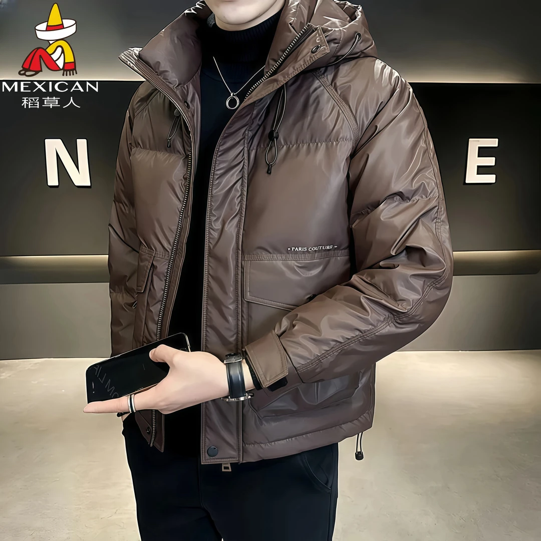 Mexican/稻草人冬季连帽潮流加绒加厚保暖男羽绒棉服舒适韩版外套