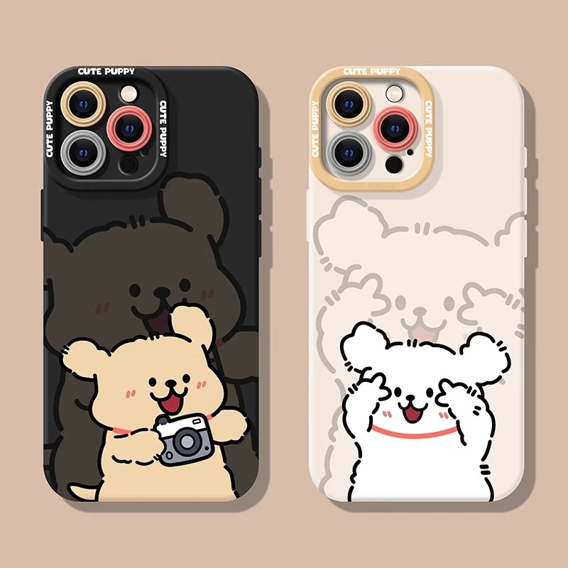 情侣款可爱小狗瞳影手机壳适用苹果16promax华为荣耀小米vivooppo