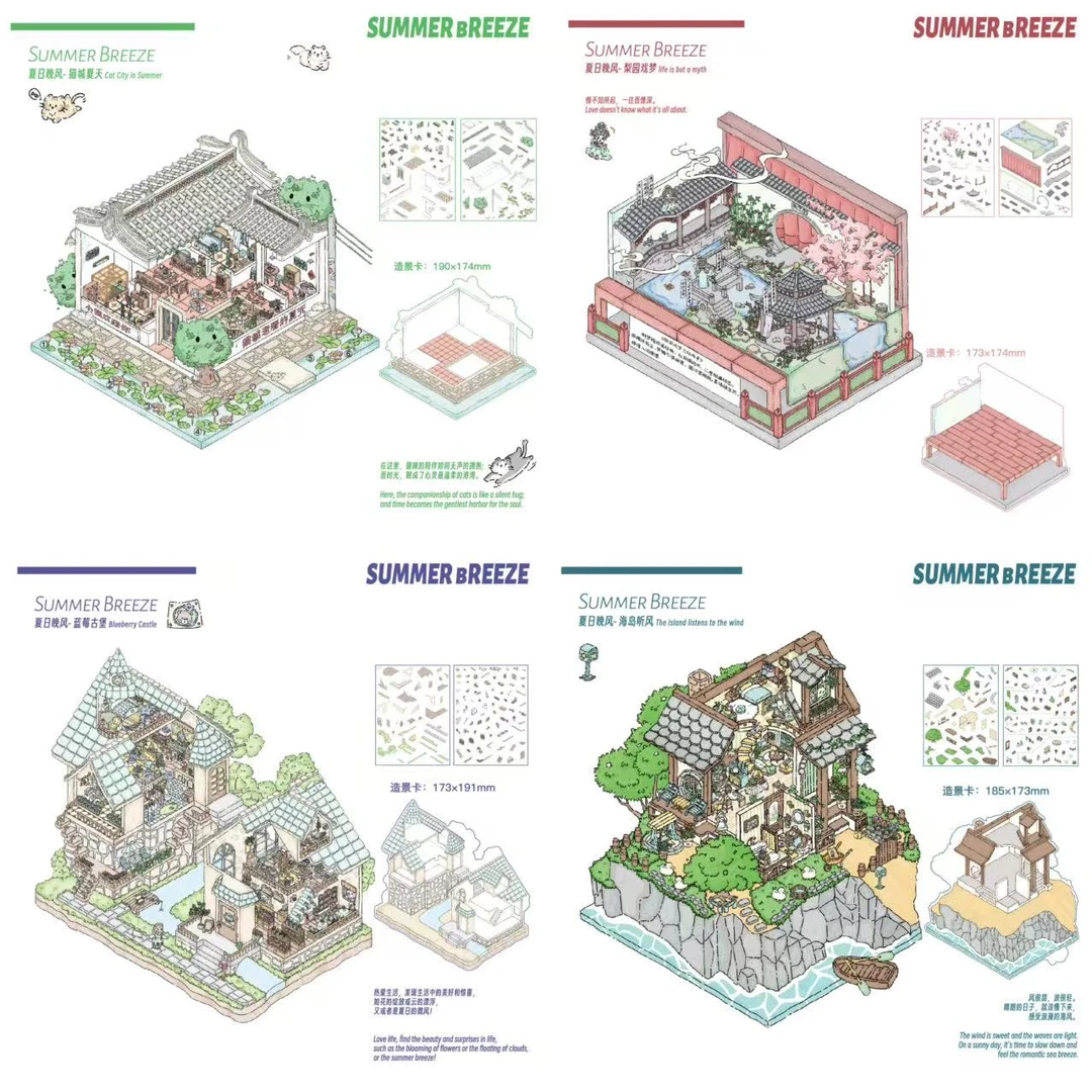 【天气晴11.0-夏日晚风（覆膜）】3D立体微缩场景贴纸造景diy贴纸