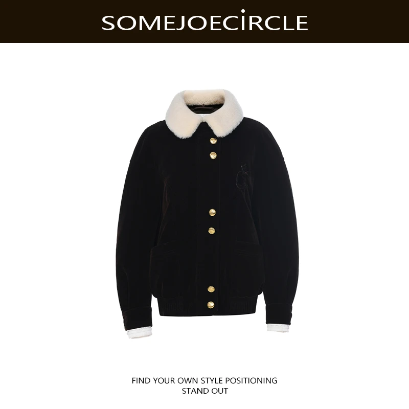 【DZ】SOMEJOECIRCLE【羽绒服】新款千金丝绒短款羽绒服休闲夹克Z8280