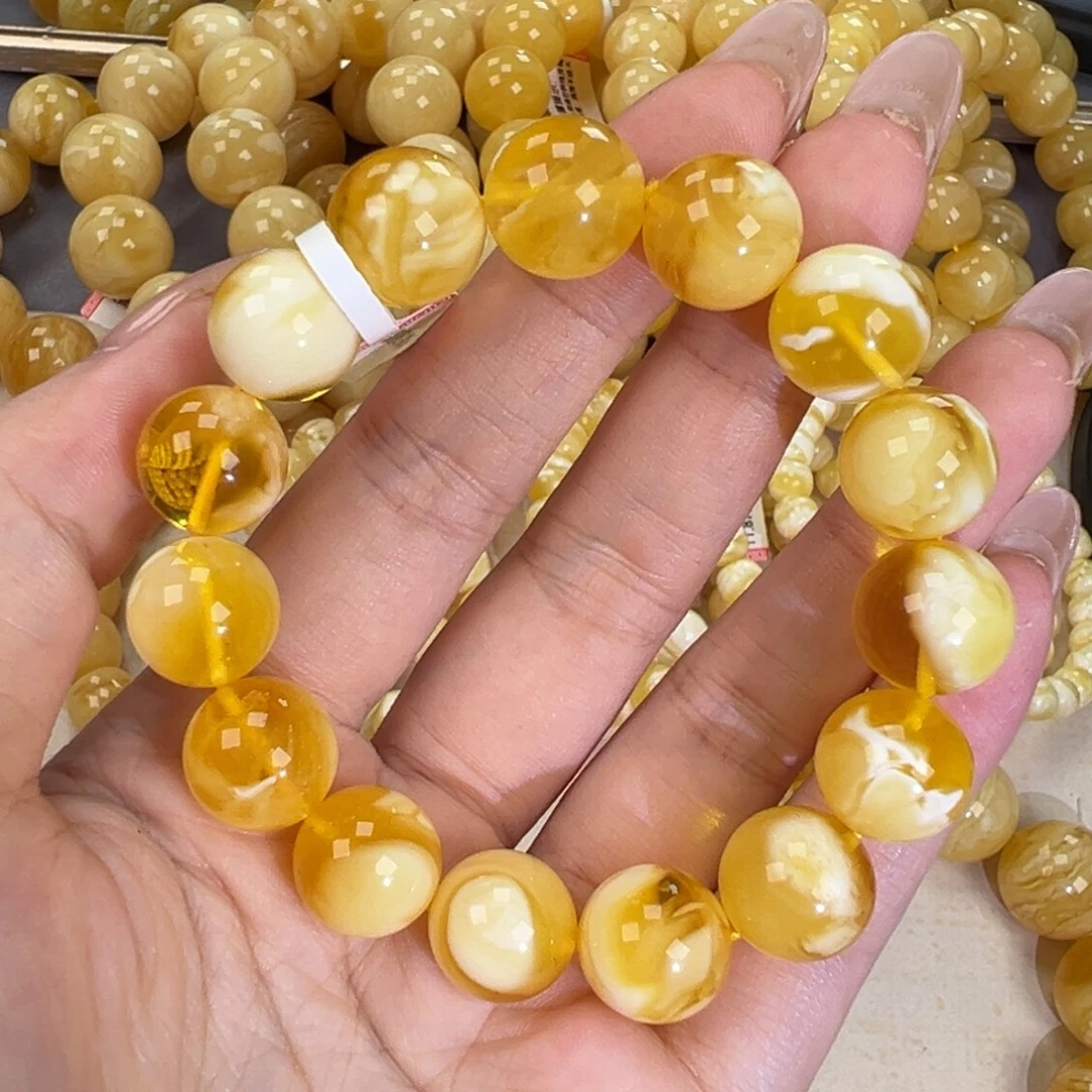手链琥珀未镶嵌20.3金瓷白