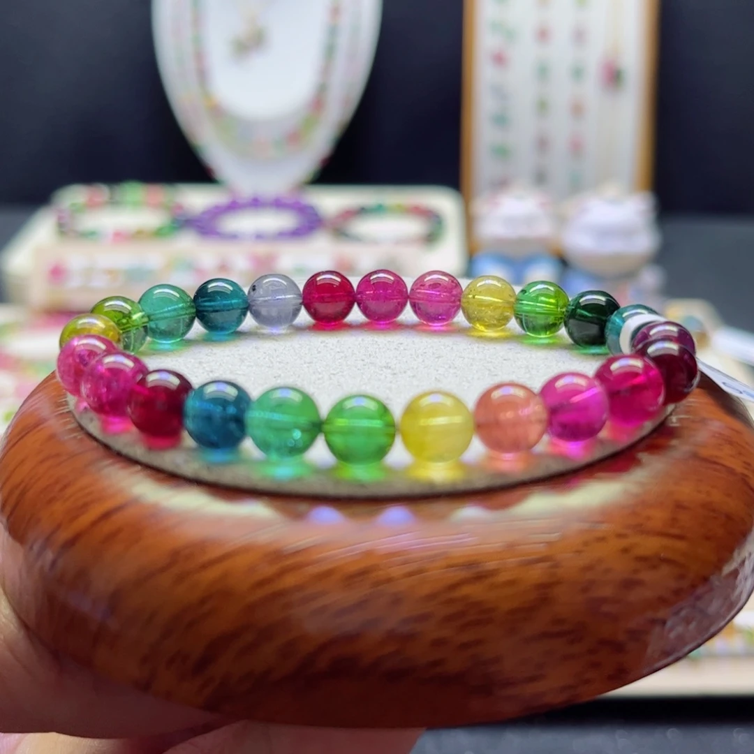 手链未镶嵌碧玺8mm色标彩虹