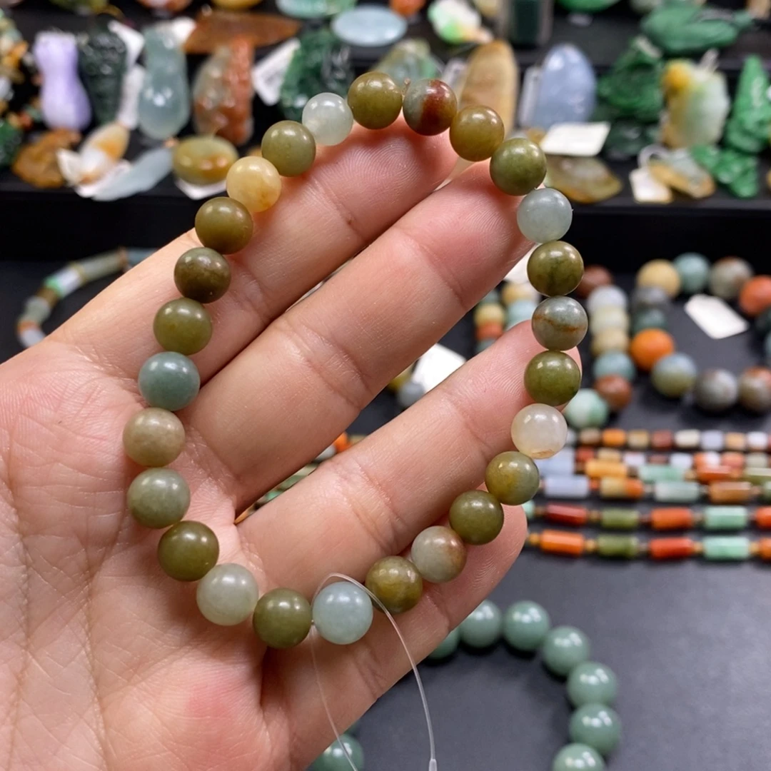 翡翠未镶嵌手串卡7*