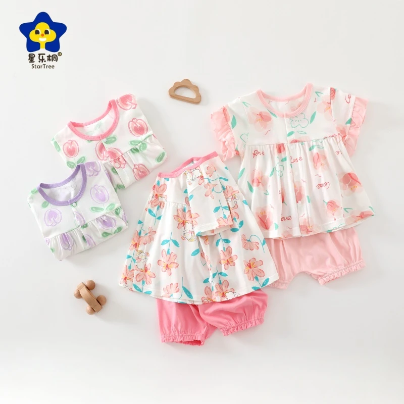 女包短袖圆领对开套花开富贵娃娃衫621372