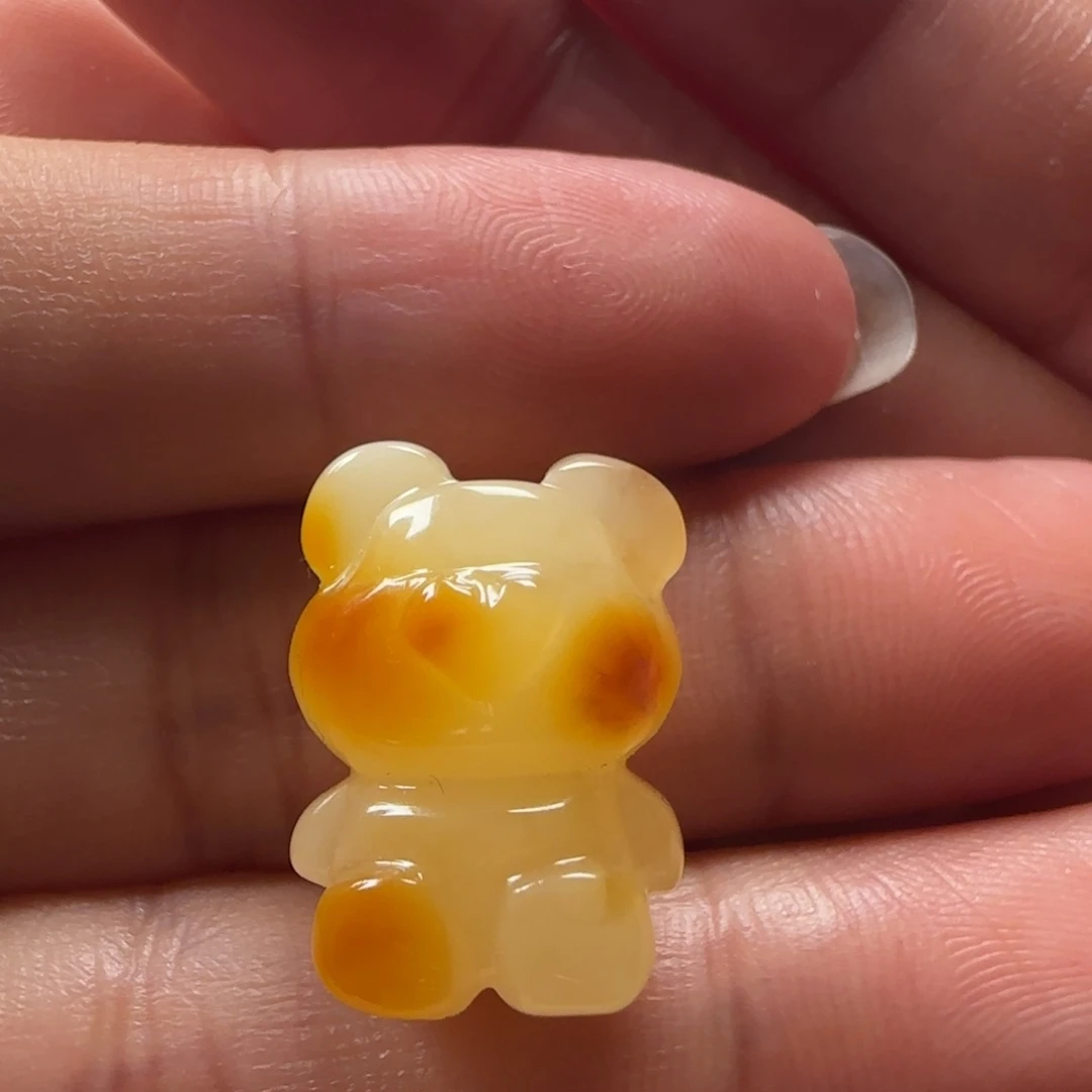 蜜蜡未镶嵌颈饰蜜蜡俏色小熊吊坠迷你