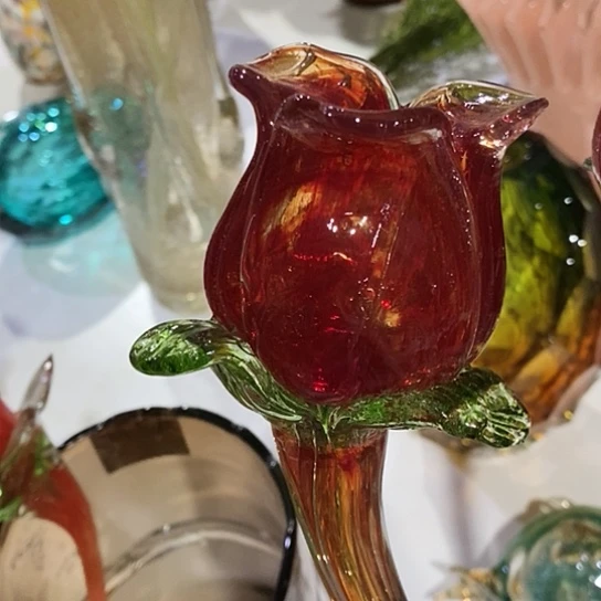 琉璃高度45厘米琉璃玫瑰花