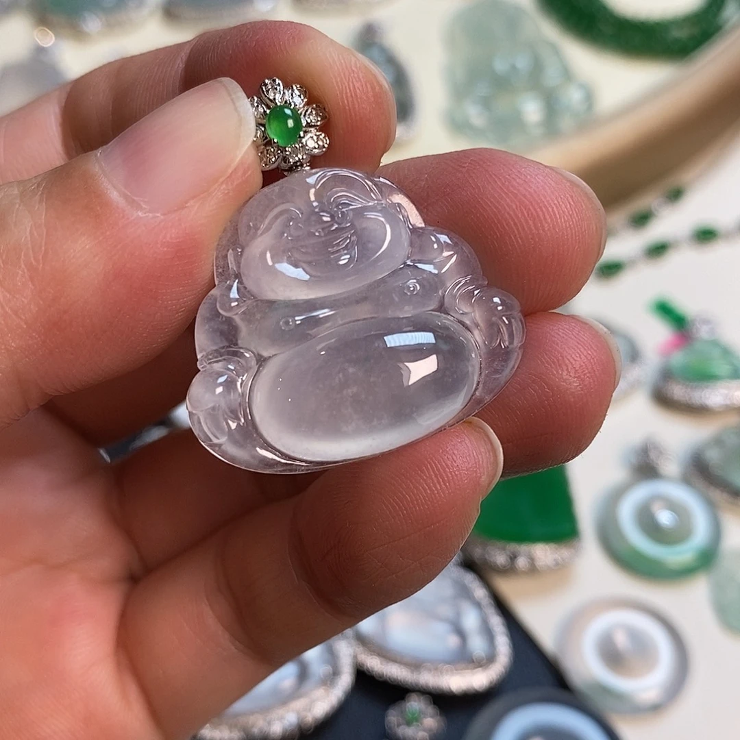 翡翠18K金镶嵌吊坠(不含链)佛公