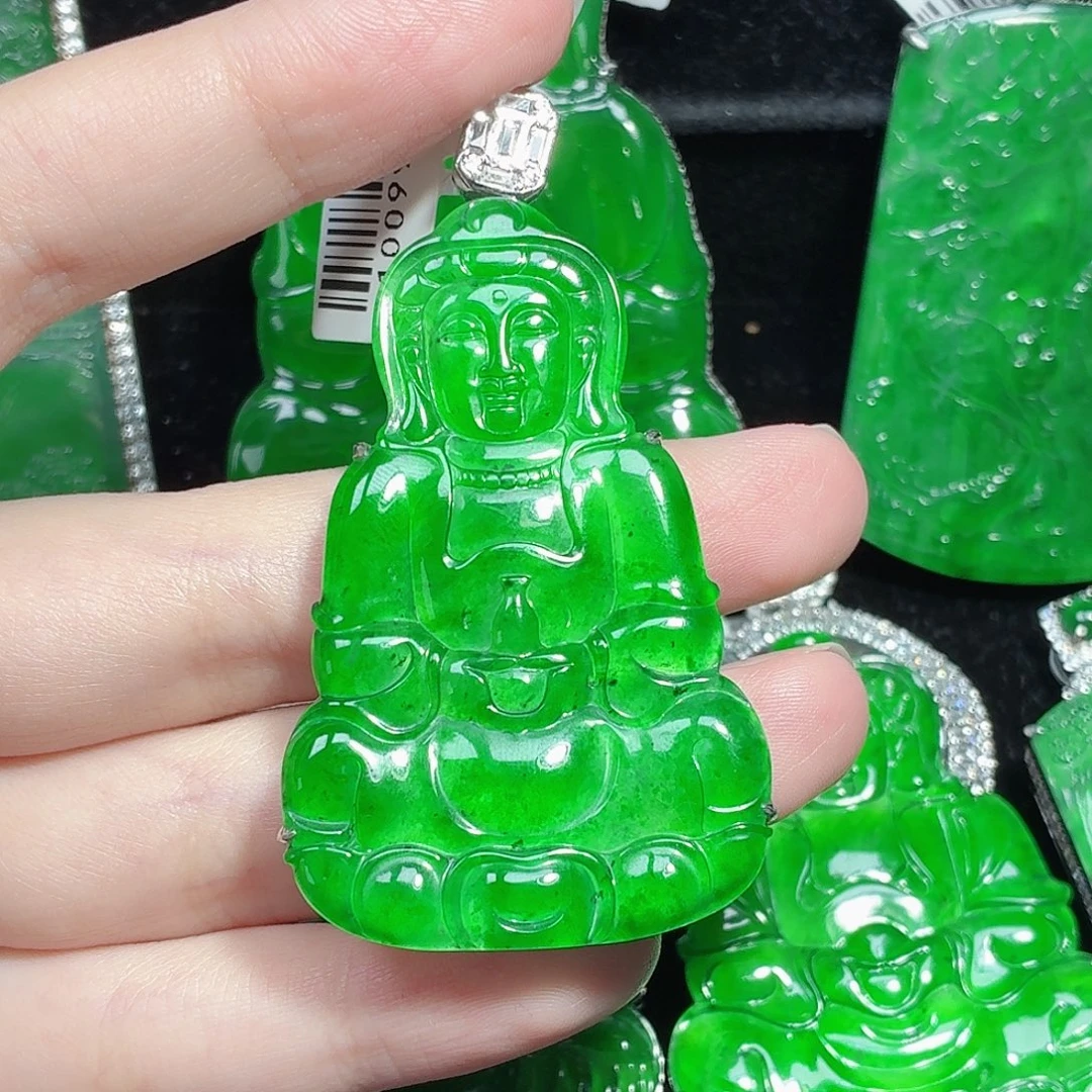 翡翠银S925镶嵌颈饰天然A货翡翠