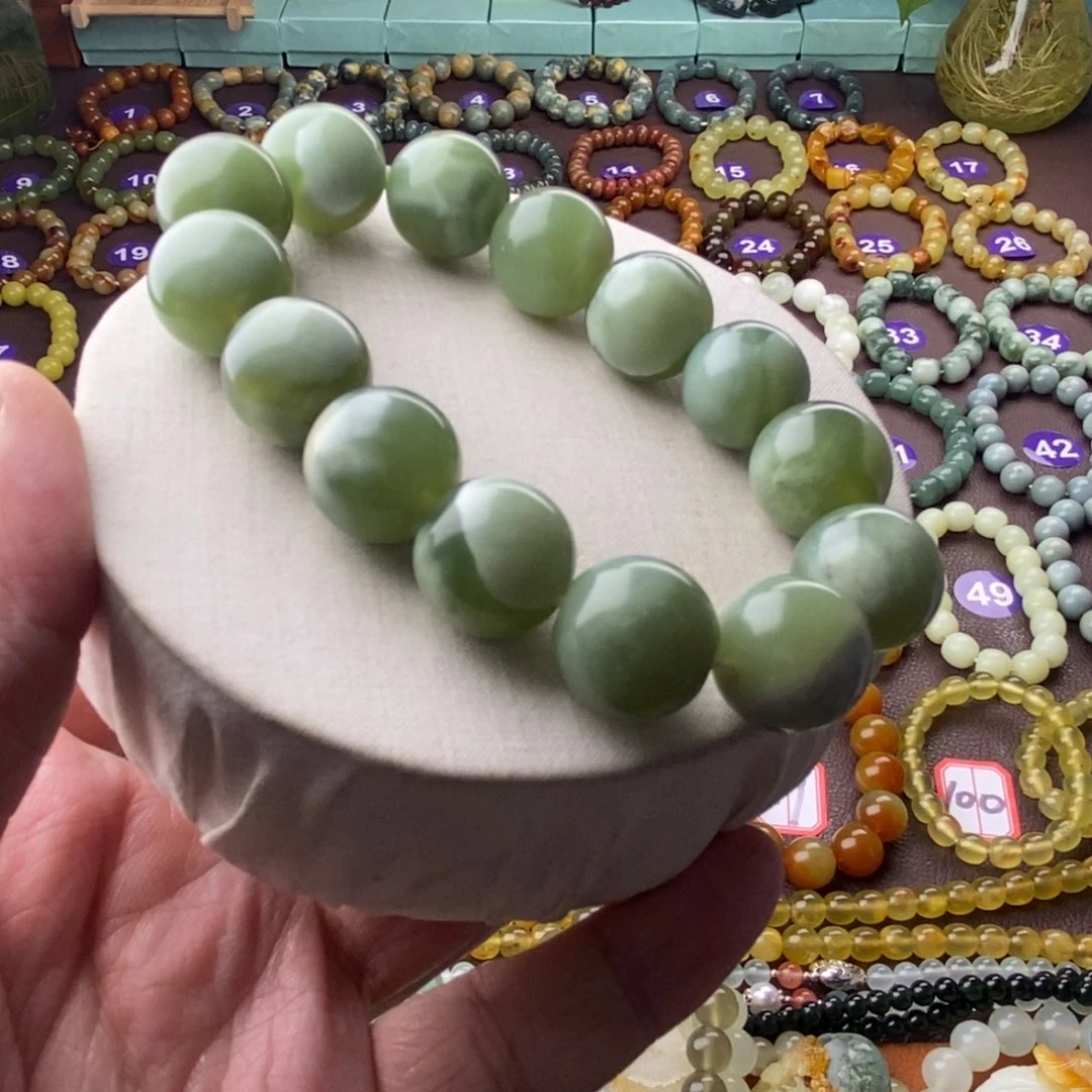 蛇纹石玉手串未镶嵌6***6