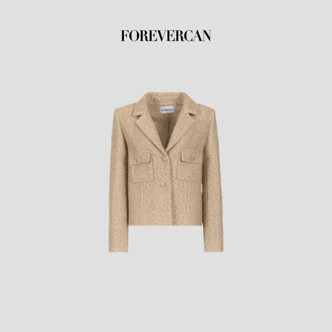 FOREVERCAN“达拉斯”美丽诺羊毛呢短款正肩西装外套 SC22713
