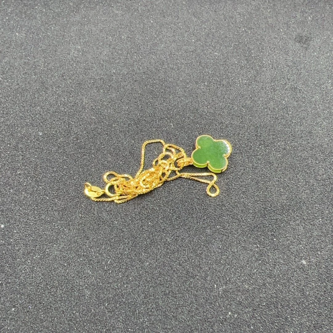 BY0125FWJS标1518 和田玉四叶草吊坠