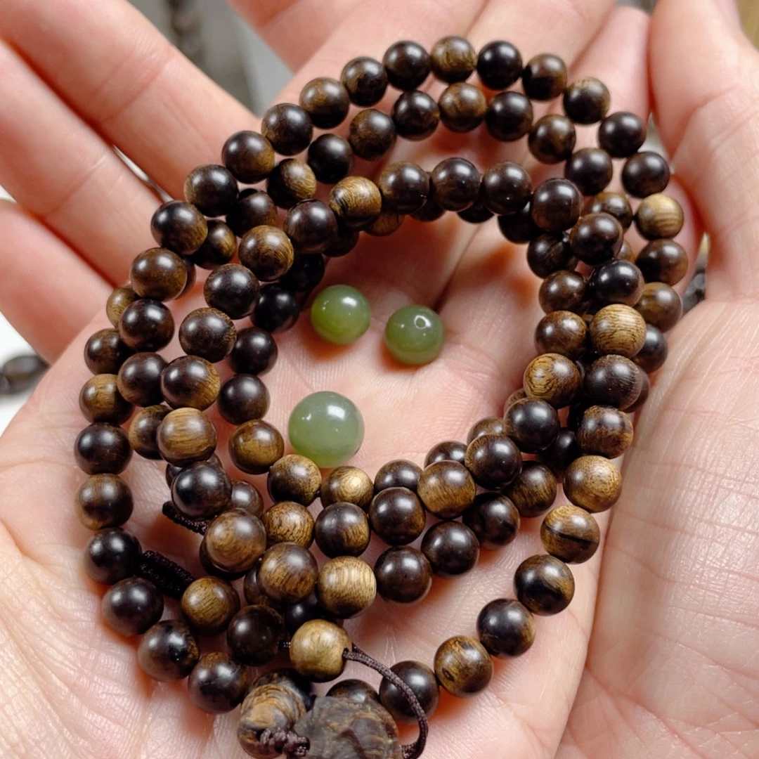 手串沉香小***越南富森红土玉化老料樱满瘤0.6×108