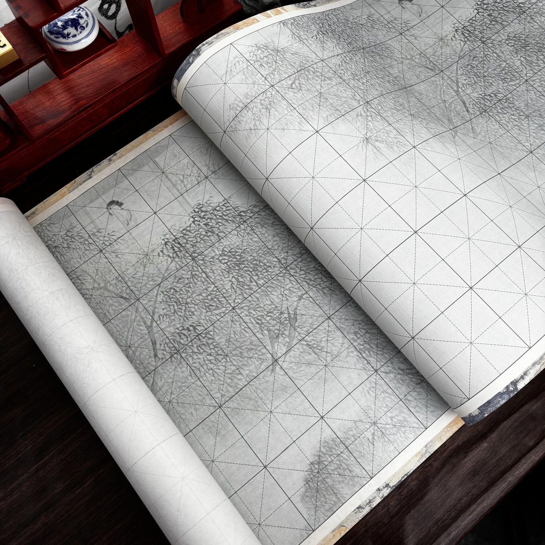 景阳阁蜡染砑光纸 烟舟长卷  毛笔书法专用宣纸直播间专用