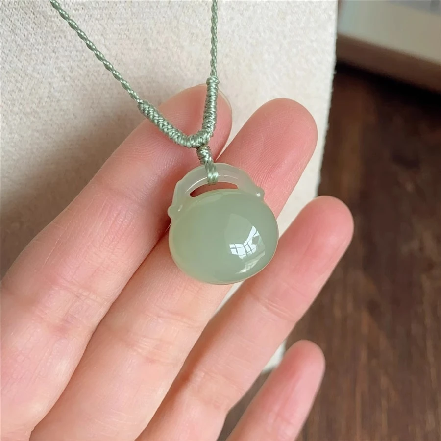 天然和田玉晴水福袋锁项链福包吉祥如意吊坠平安锁女款玉石礼物