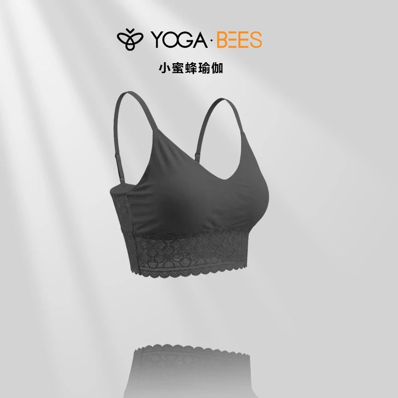 Yogabees小蜜蜂瑜伽无缝尼龙VD贴胶花边美背时尚性感舒适透气RT24