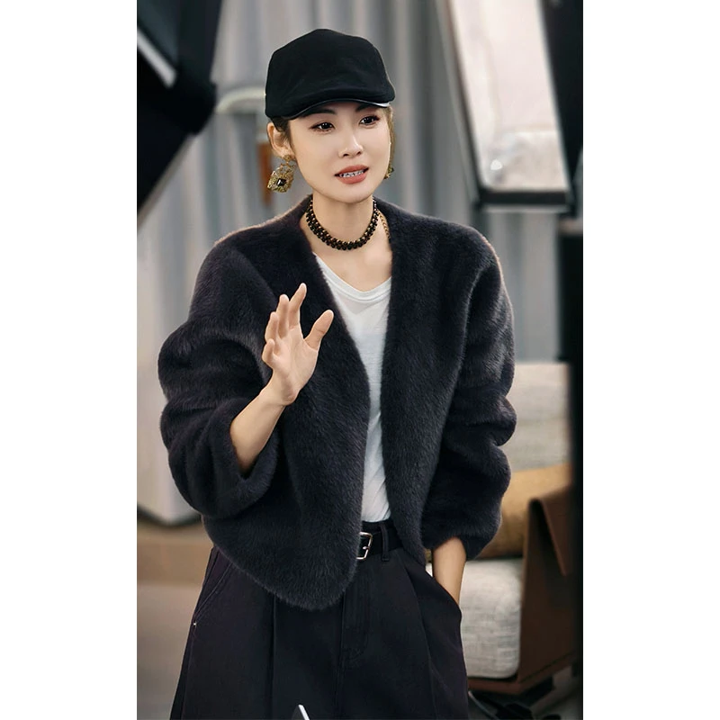 人造皮草 A美洋MEIYANG 奥莉芙外套 仿皮毛一体_无扣环保皮草