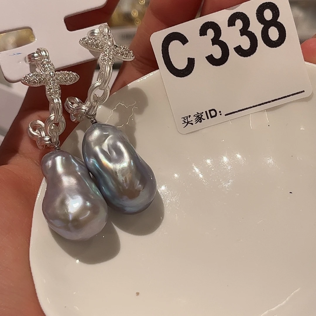 合金淡水珍珠耳饰