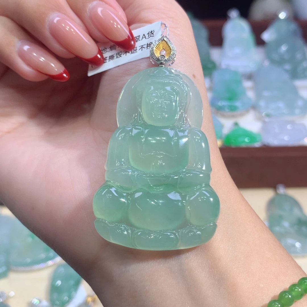 吊坠(不含链)18K金镶嵌翡翠