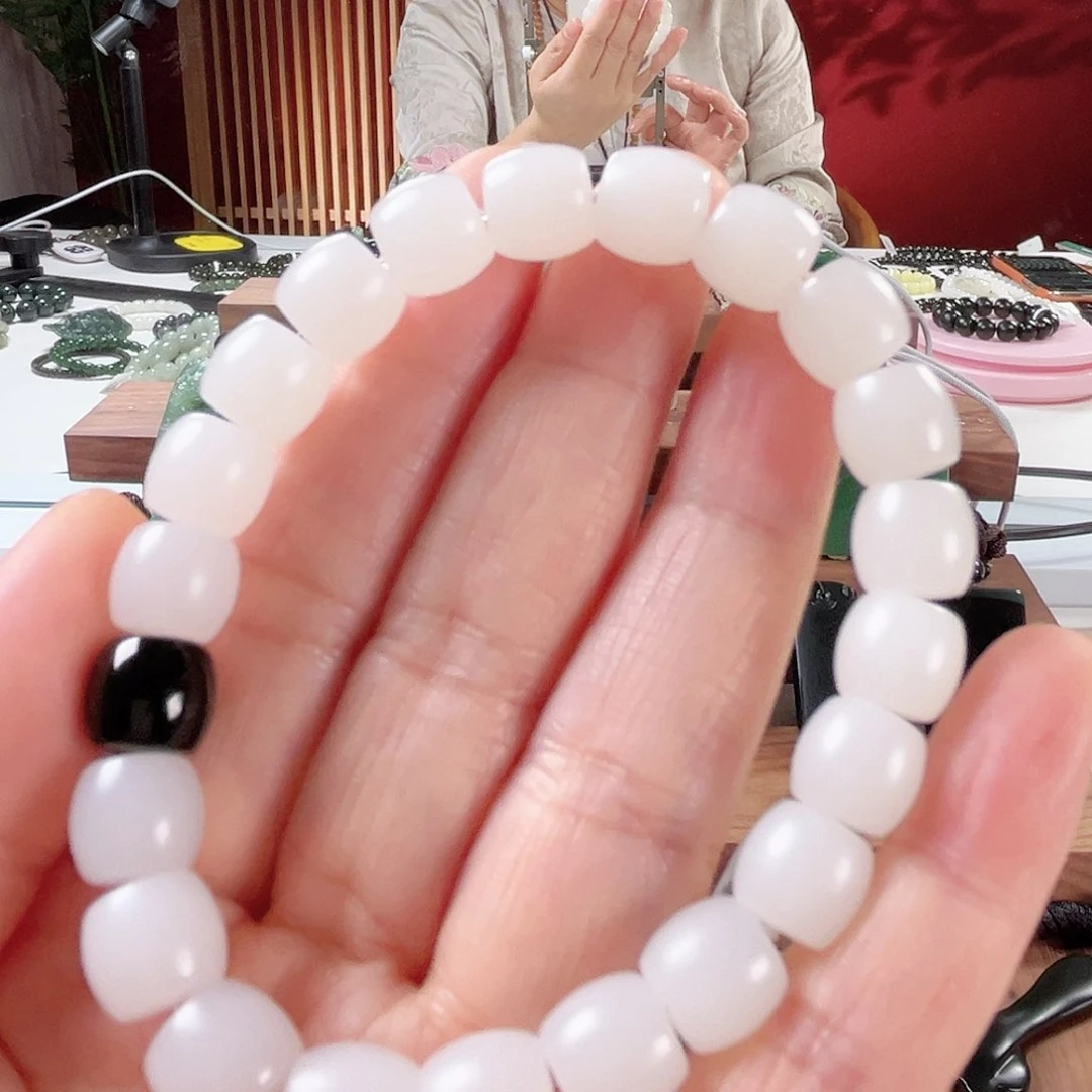 和田玉手链未镶嵌新疆和田玉且末白玉直切9/10