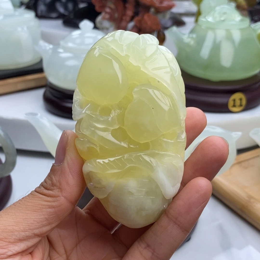 岫玉未镶嵌四大名玉手把件