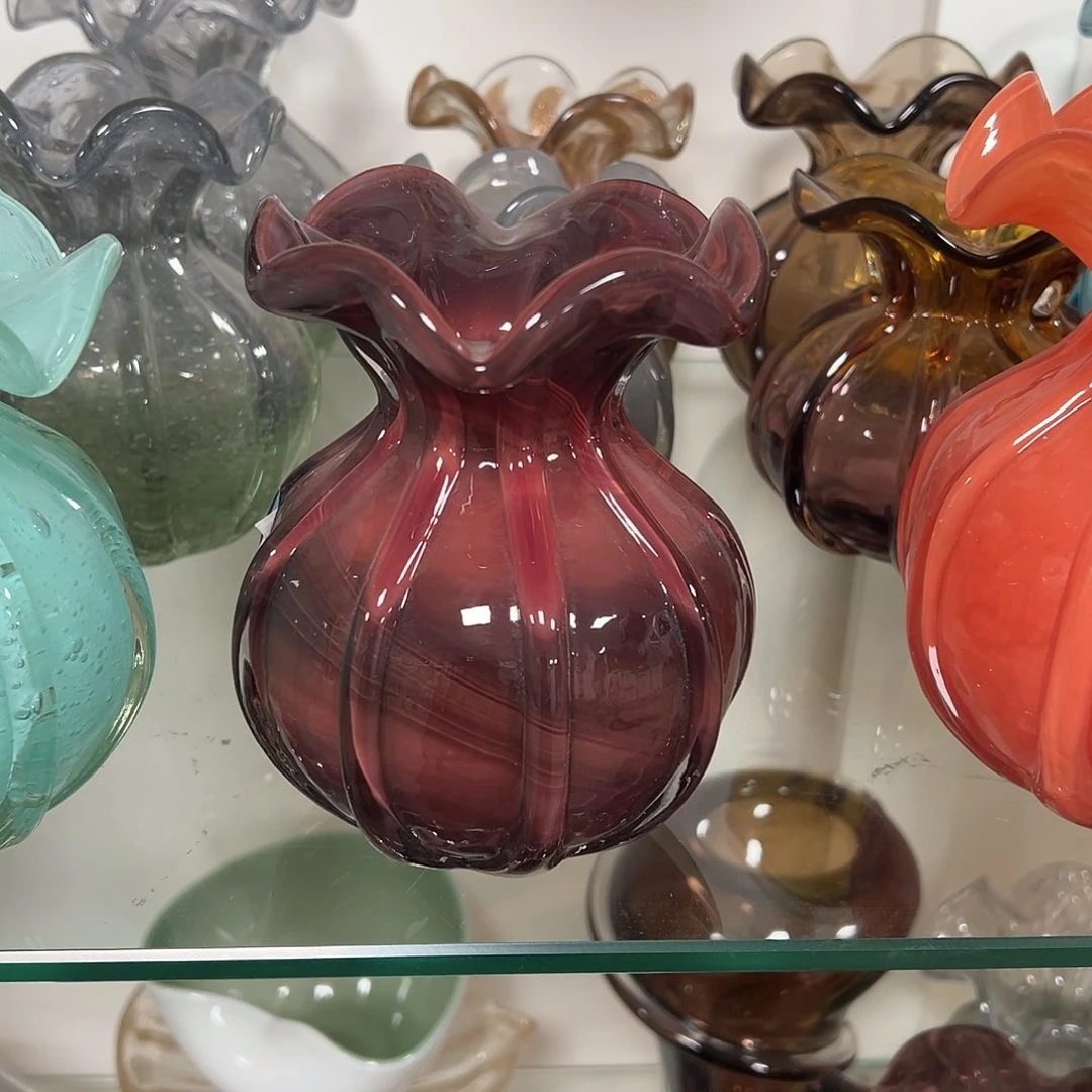 琉璃花*高14红木纹琉璃花器