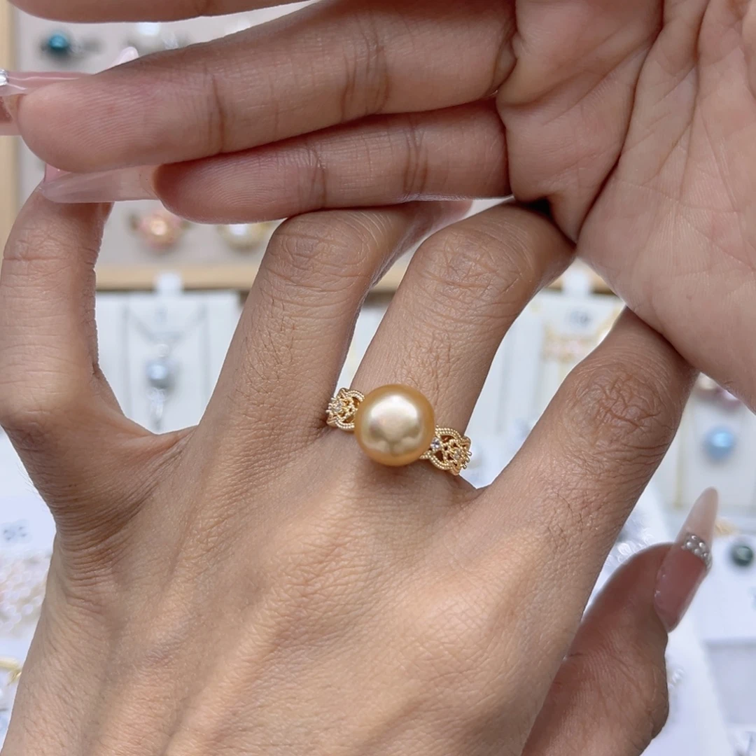 港***男淡水珍珠合金戒指