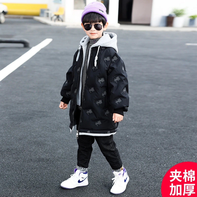 男童冬装棉服加厚羽绒外套中大童儿童秋冬季洋气中长款潮D1051