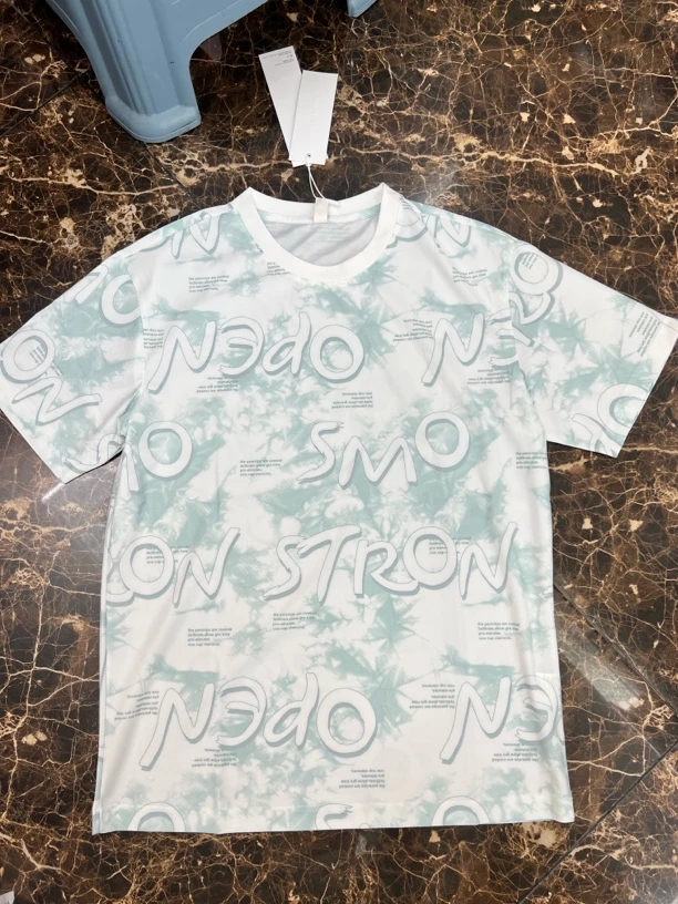 冰丝男士字母印花短袖T恤宽松圆领夏季薄款百搭上衣