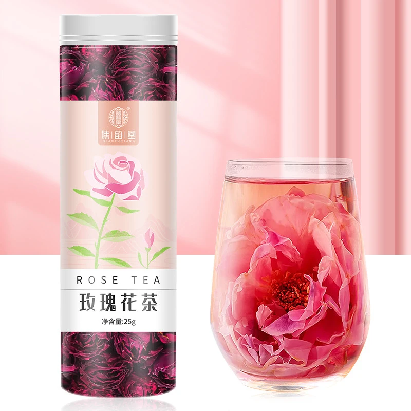玫瑰花茶25g瓶装墨红玫瑰花茶非冻干烘干红玫瑰茶