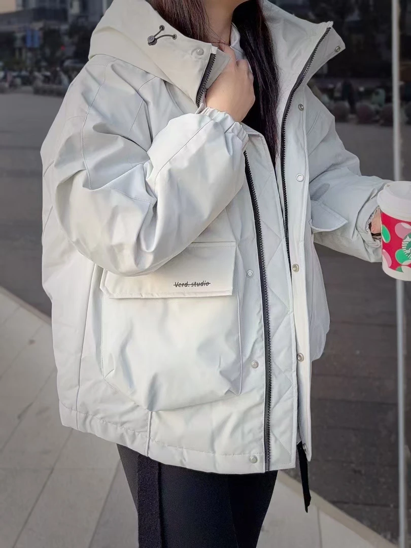 冬季港风宽松休闲厚款ins短款男女童运动风羽绒服
