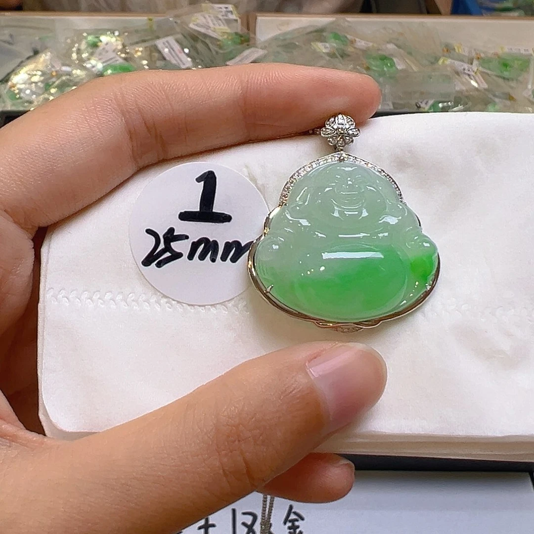 翡翠18K金镶嵌吊坠(不含链)翡翠