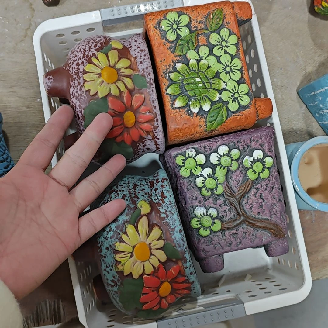 红陶吸水透气的白陶花盆凑满12发货