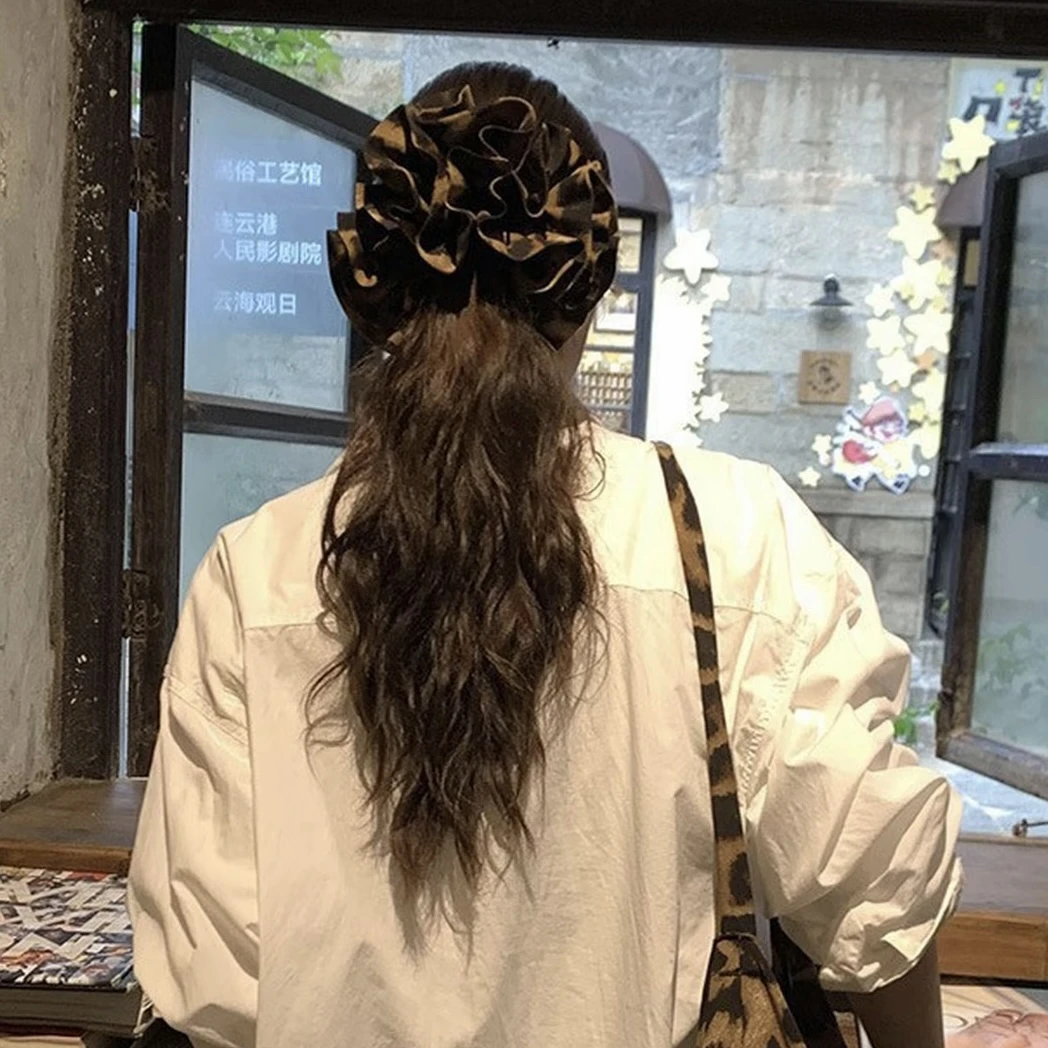 高级感超大版长发氛围感大肠绣球豹纹发圈