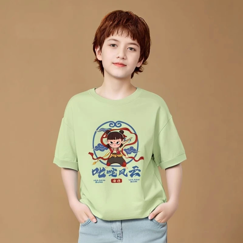2025新款哪吒衣服魔童闹海儿童T恤短袖男童女童宝宝上衣休闲洋气