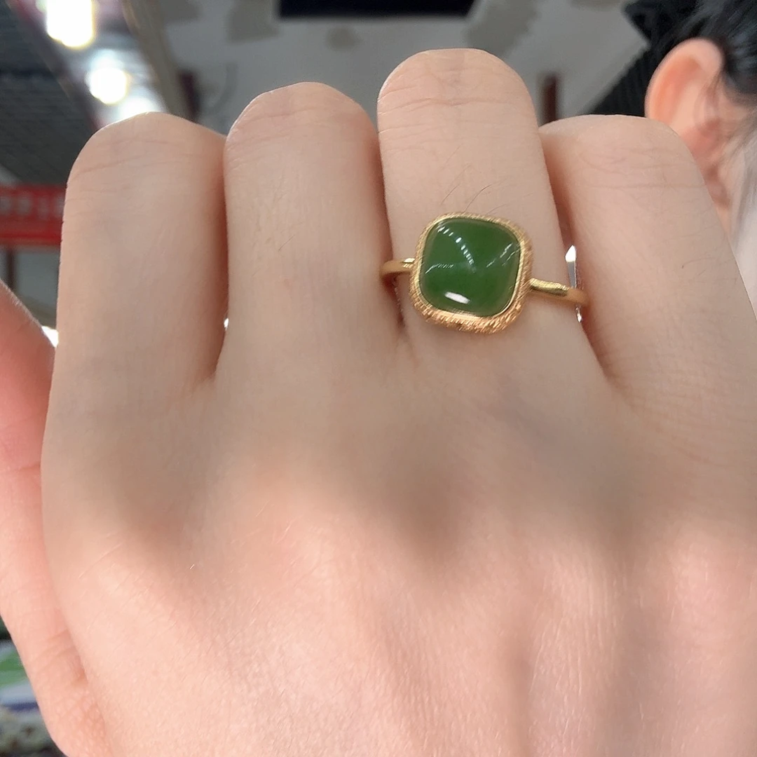 和田玉戒指银S925镶嵌