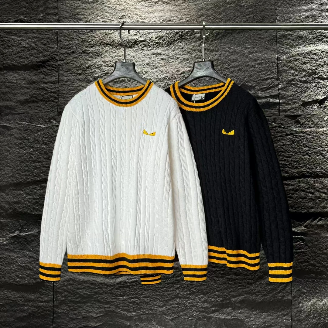 CB-L2501-针织时尚织带毛衣男女同款小眼睛毛衣