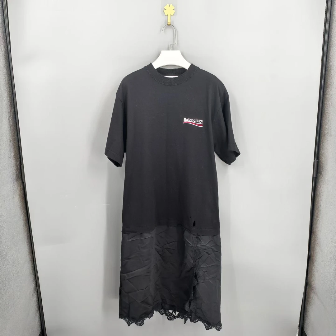 99新 Balenciaga/巴黎世家 葡萄籽奢潮/复古T恤短袖连衣裙 /M