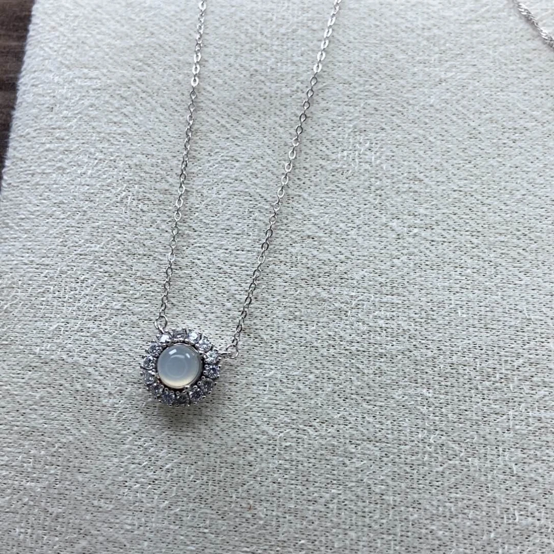 岫玉吊坠吊坠银S925镶嵌