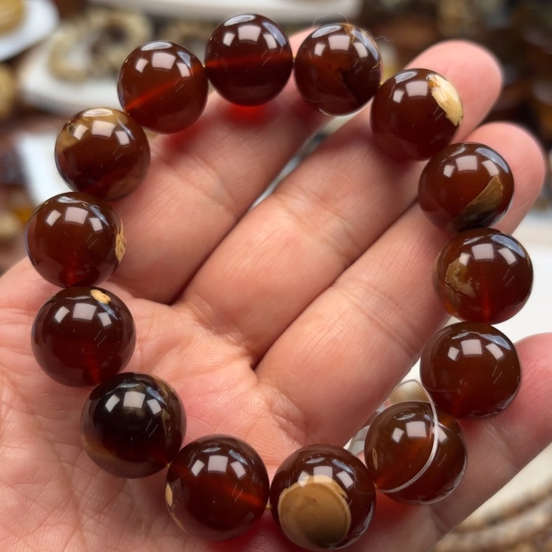 琥珀未镶嵌手链根珀溶洞妖花卡15