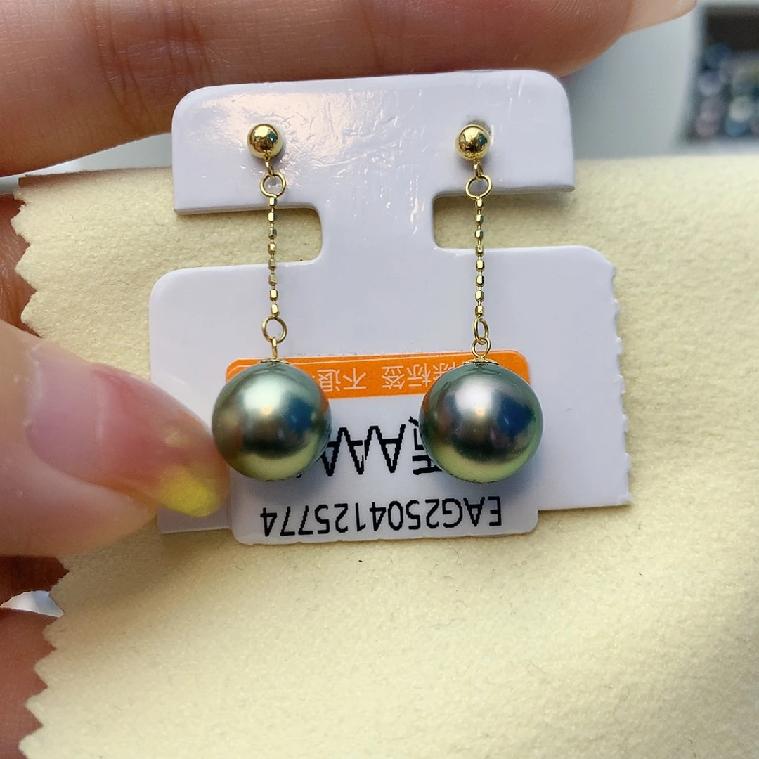 海水珍珠18K金镶嵌耳饰w35