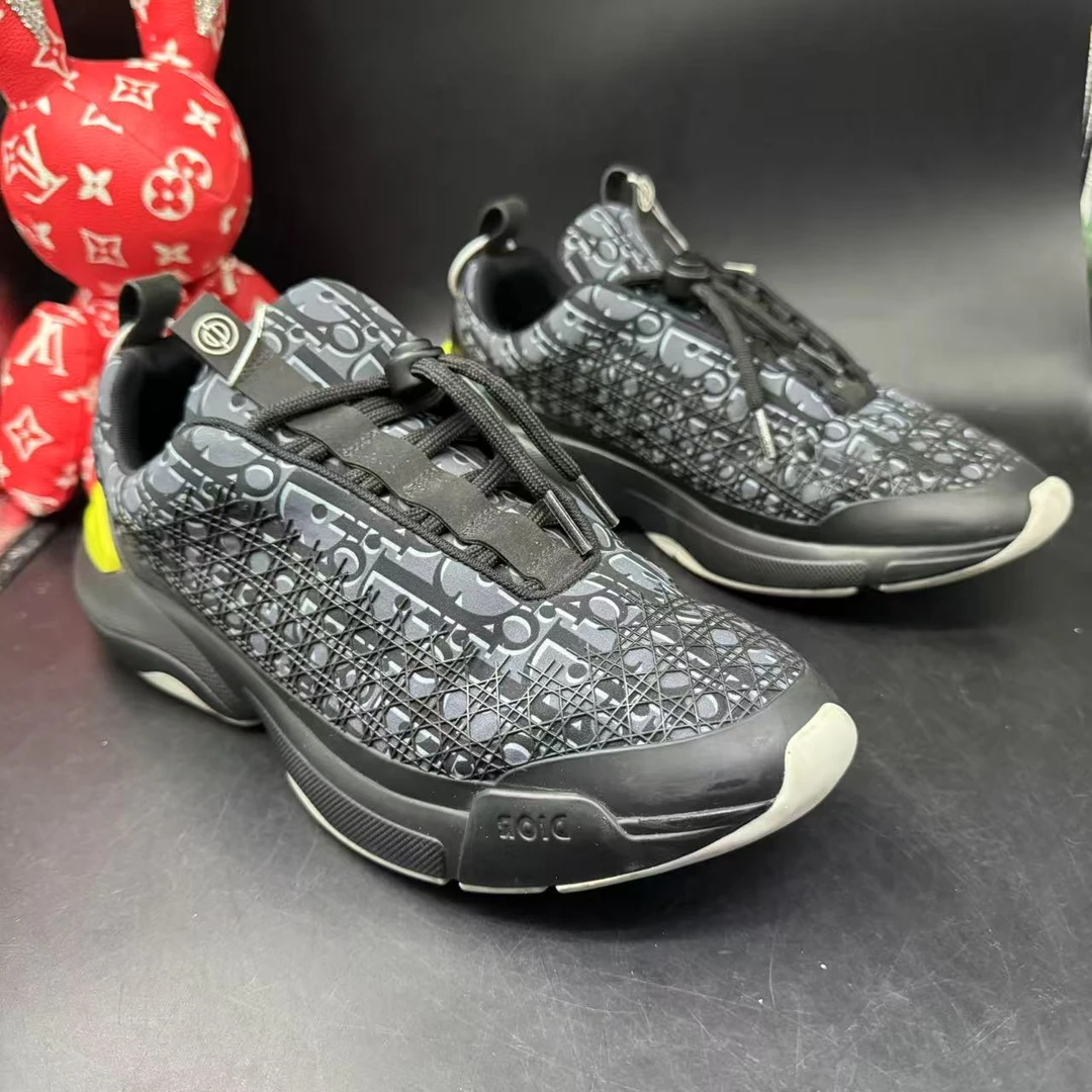 95新 DIOR/迪奥 【GL特惠】40欧码 男士黑灰满舒适印厚底鞋gl395