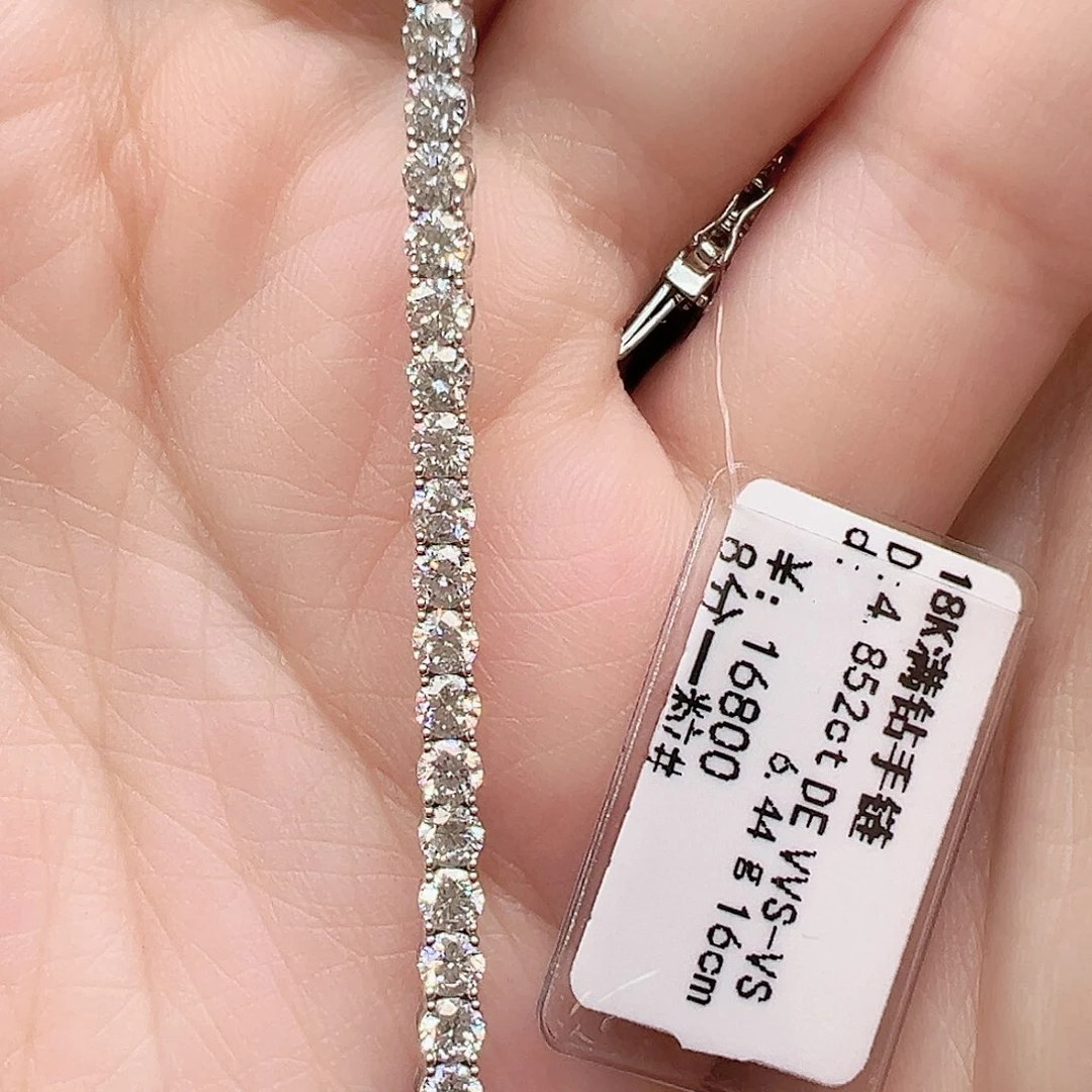 套链实验室培育钻石18K金镶嵌单颗8分，网球款手链