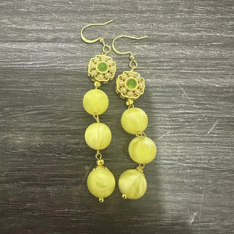 时尚百搭蜜蜡耳饰E38