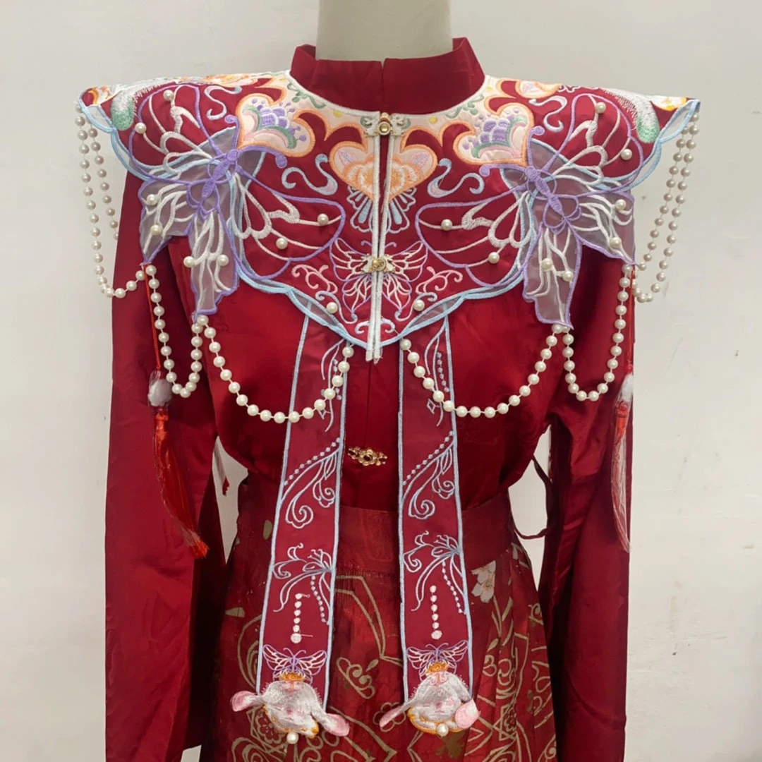 老怀婚服中式传统中国纯手工刺绣汉服云肩绣花披肩古风配饰假领