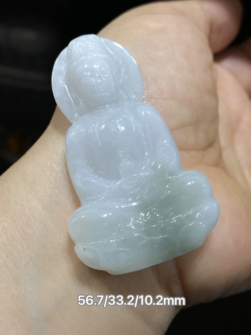 缅甸翡翠A货厚装正装观音牌子挂件吊坠项坠素衣观音天然玉石证书