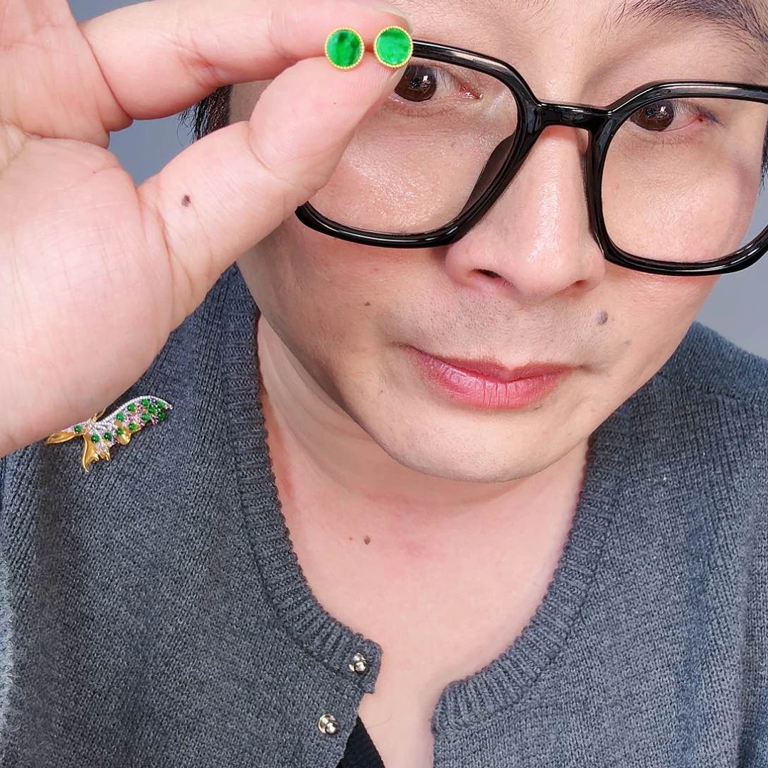 翡翠颈饰银S925镶嵌一对