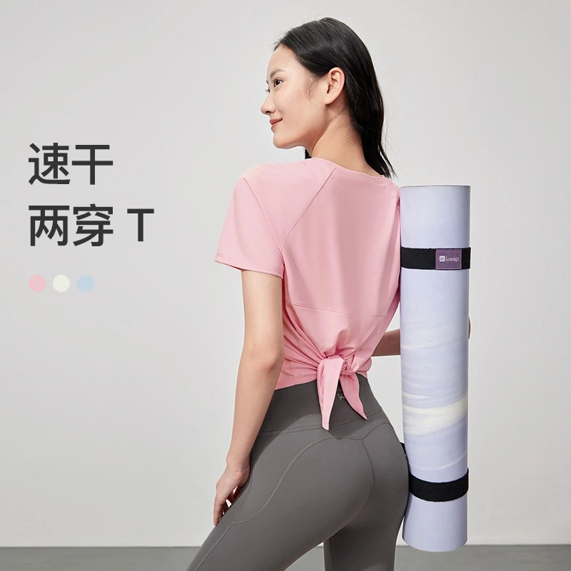 Keep瑜伽T恤女春夏瑜伽健身运动修身两穿户外短袖T恤27526