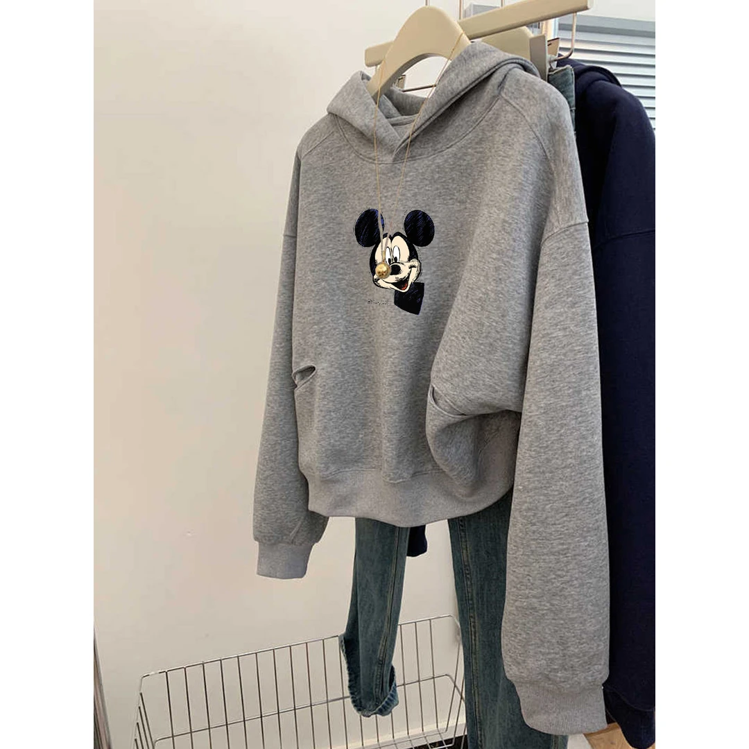 回头率超高！米老鼠连帽卫衣女秋冬韩版松弛感慵懒宽松百搭上衣服